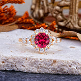 Luxury 4-Prong Round Cut Ruby Engagement Ring